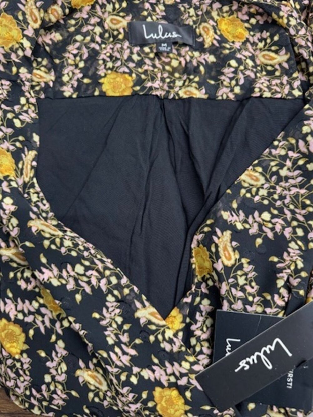 Lulus Meet Me There Black Multi Floral Print Wrap Maxi Dress​ NWT - Picture 8 of 10